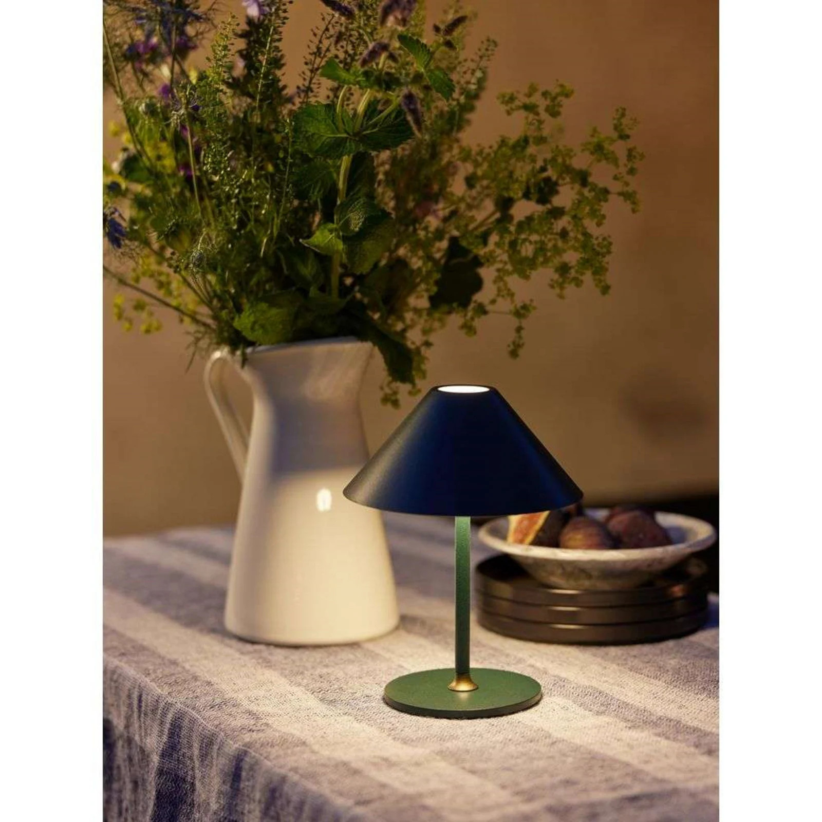Hygge Portable Taffellamp Halo Design Deep Green - Oplaadbaar - Metaal