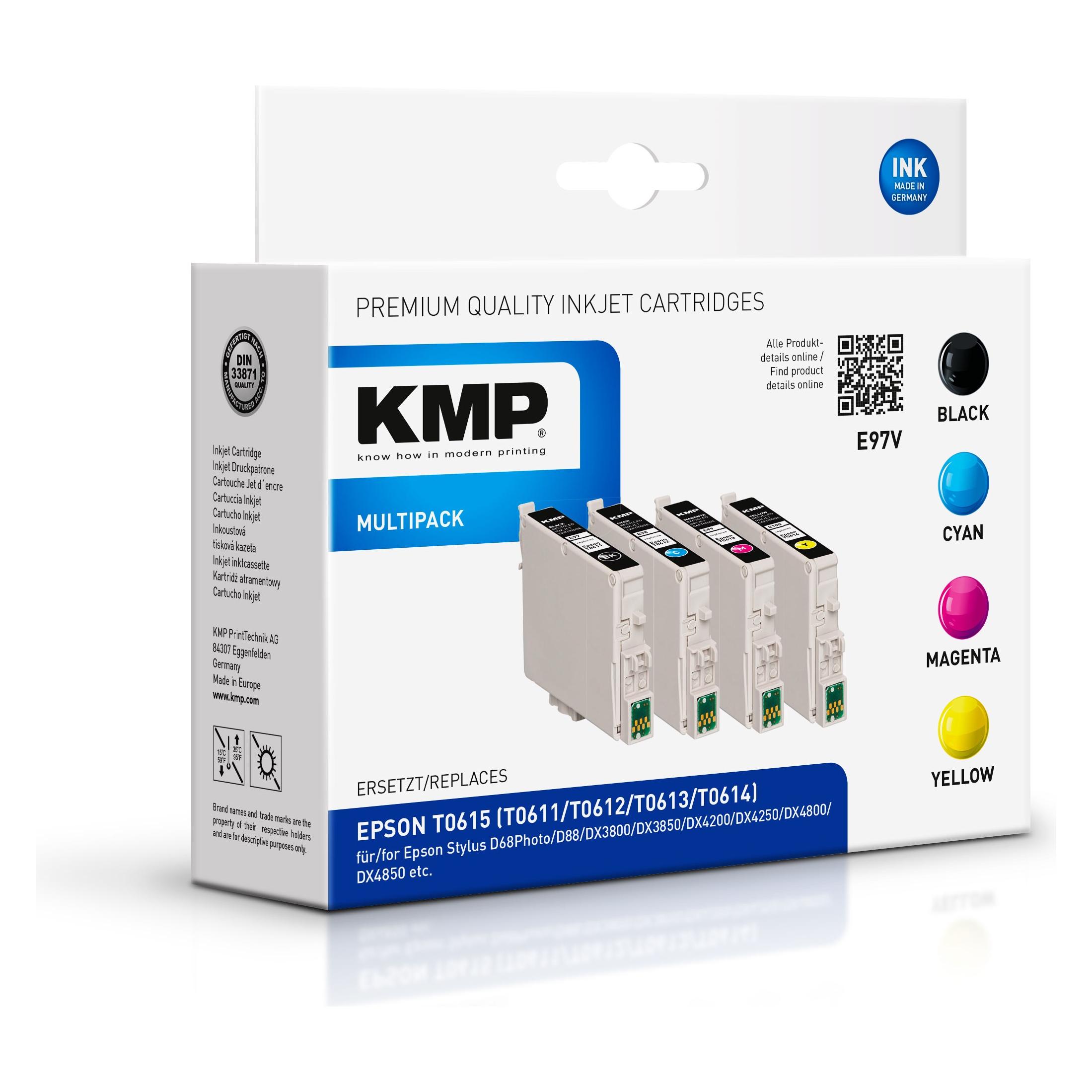 KMP E97V Multipack BK/C/M/Y kompatibel mit Epson T 061 (BK, C, M, Y) (1603,4005)