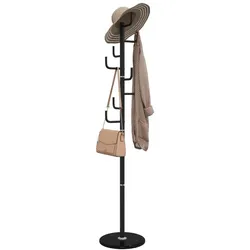 Helloshop26 - Praktischer Standgarderobe 183 x 37 x 37 cm 8 Haken stabil modern aus schwarzem Eisen