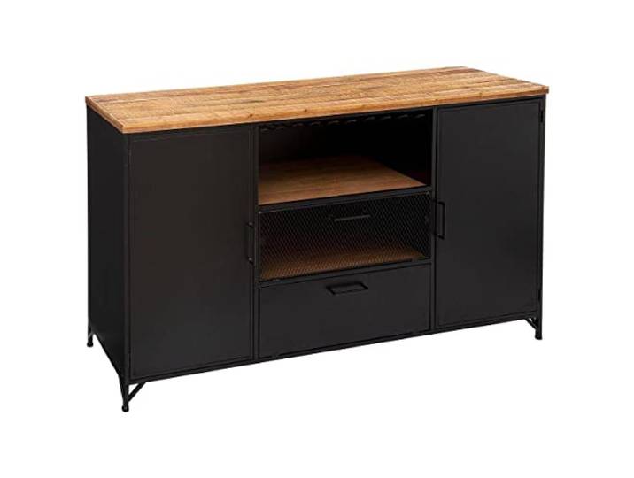 Atmosphera Sideboard, 2 Türen, Schwarz – Eisen & Holz, Höhe 140 cm