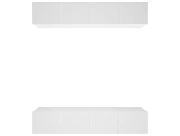 Roanoer 4er Set Wand TV-Board Weiß 80x30x30 cm Holzwerkstoff Platzsparende Hängeboards für Wohnzimmer und Schlafzimmer mit geschlossenen Klappfächern für strukturierte Ordnung.