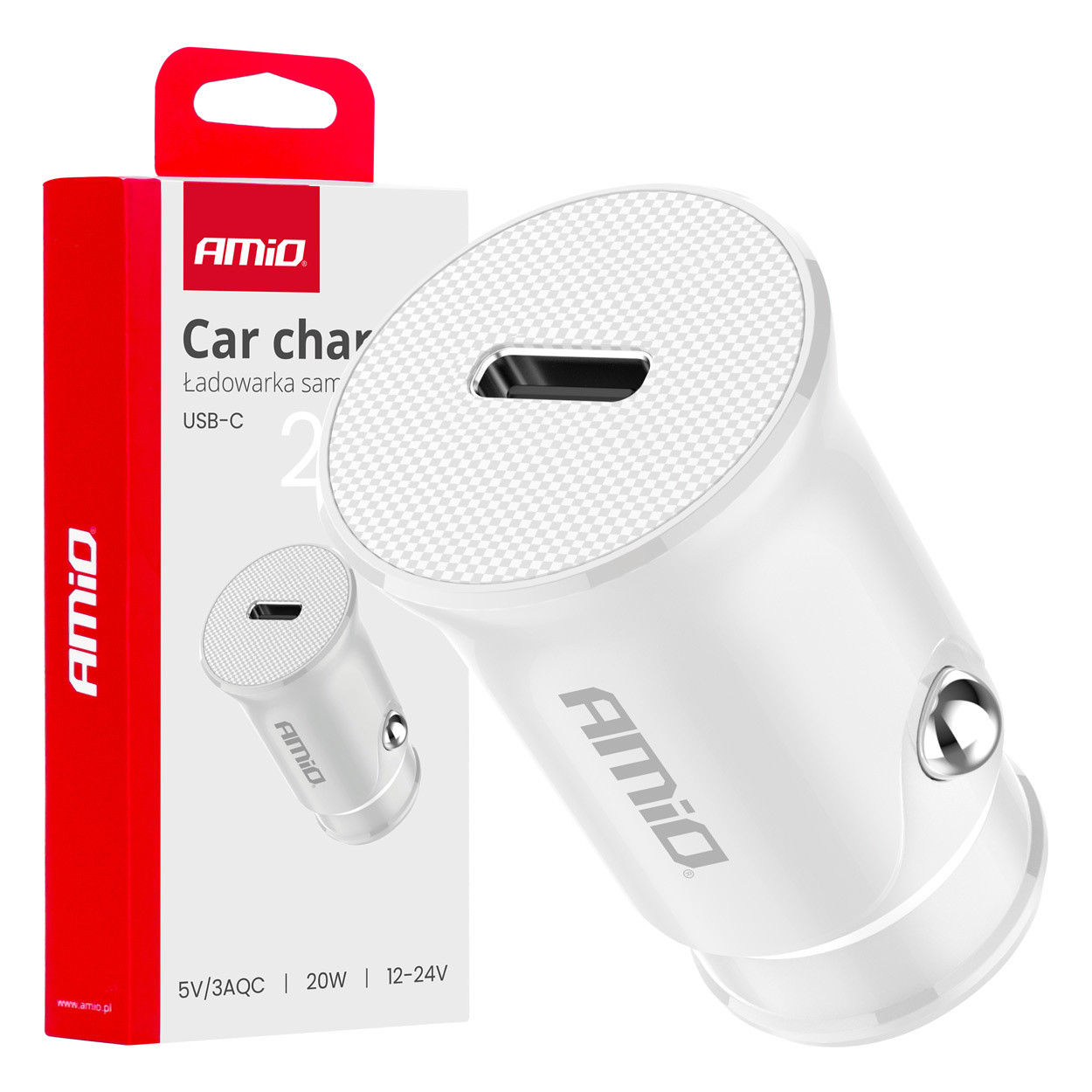 AMiO USB-C autolader 20W met elegant design