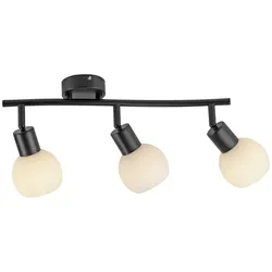 LED Deckenleuchte schwarz Spots 3 flammig drehbar schwenkbar Opalglas
