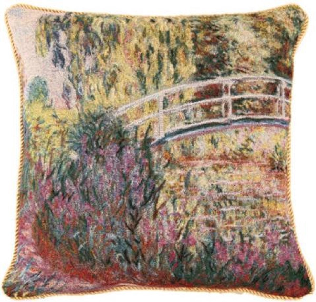 Signare Kussenhoes met luxe Gobelinstof - Japanse brug - Claude Monet - 45 cm