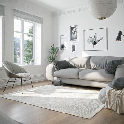 Wollteppich OTTO HOME "Woolscape", beige (natur, grau), B:60cm H:10mm L:90cm, Baumwolle, Wolle, Teppiche, Wendeteppich, handgewebte Qualität, meliert, reine Wolle, Wohnzimmer