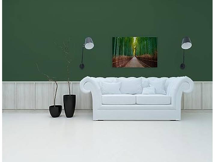 A.S. Création Leinwandbild Bambus 3D - Kunstdruck grün braun - 90x60 cm Querformat - Moderne Wanddekoration Schlafzimmer Wohnzimmer Küche - Bild auf Keilrahmen