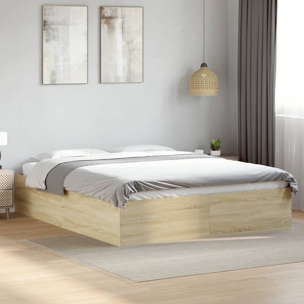 17 Stories Vidaxl Bed Frame Engineered Wood Sonoma Oak Kingsize (5')