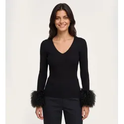 Twinset für Damen. 262TT3261 Schwarzer Rippenpullover (S), Lässig, Viskose, Langarm