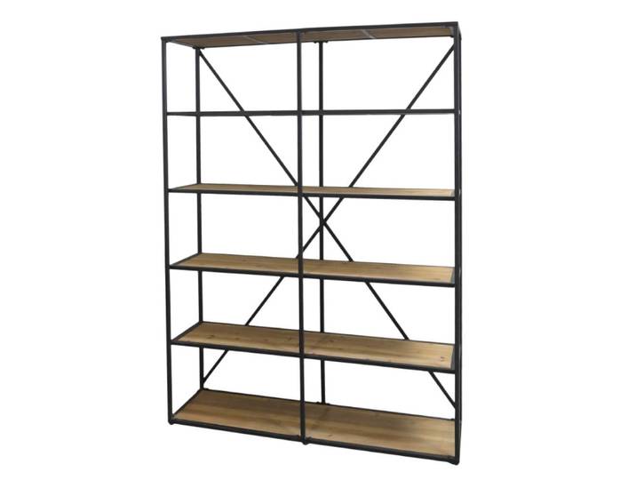 Etagère en bois marron et fer forgé noir antique 145 x 41 x 200 cm