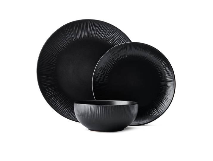 Service de table Jardin Midnight 12 pièces en grès, noir