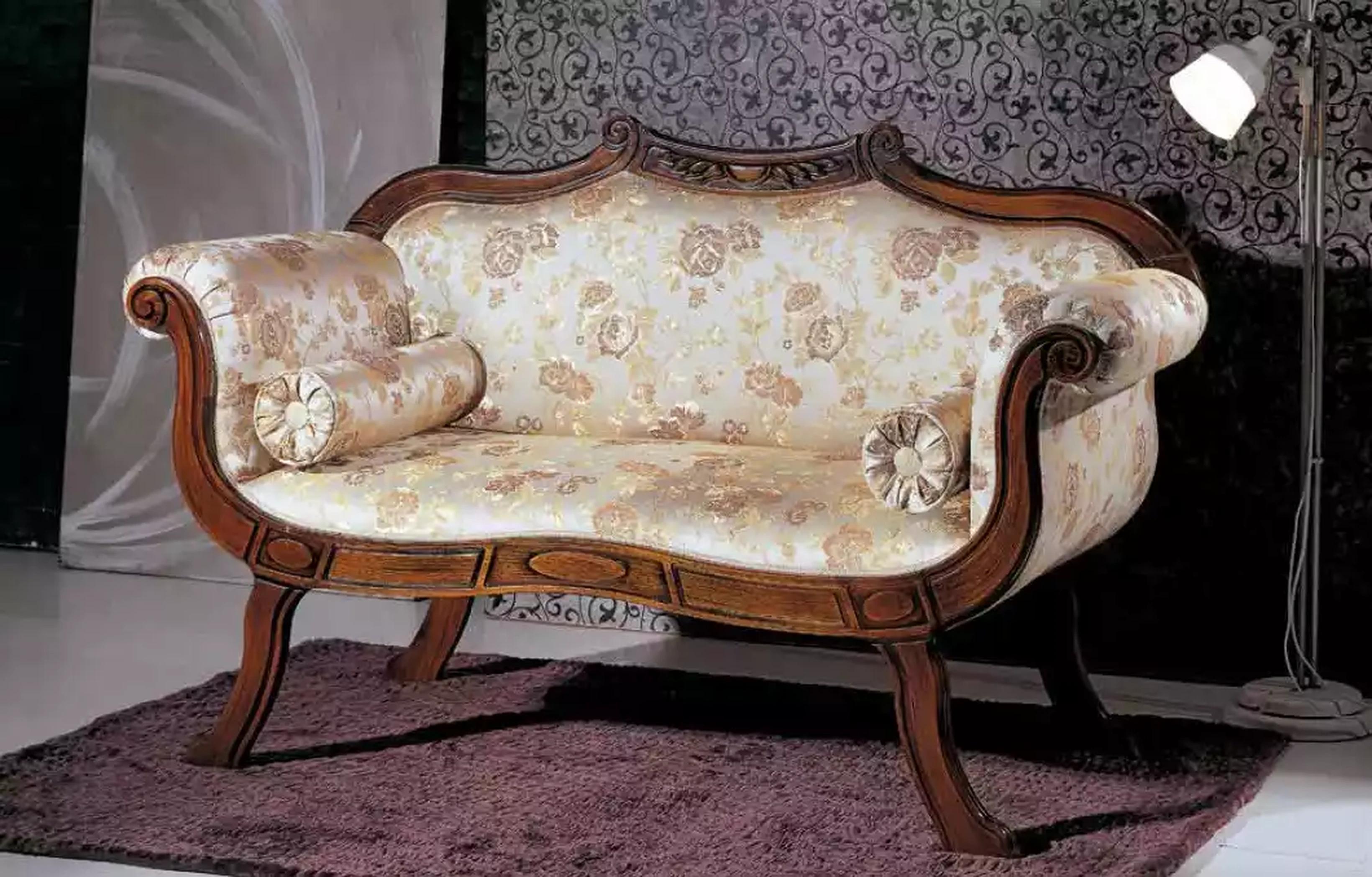 Klassischer Zweisitzer Textil Wohnzimmermöbel Luxus Sitzer Barock Stil