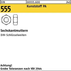 Sechskantmutter DIN 555 M20 Polyamid 100 Stück