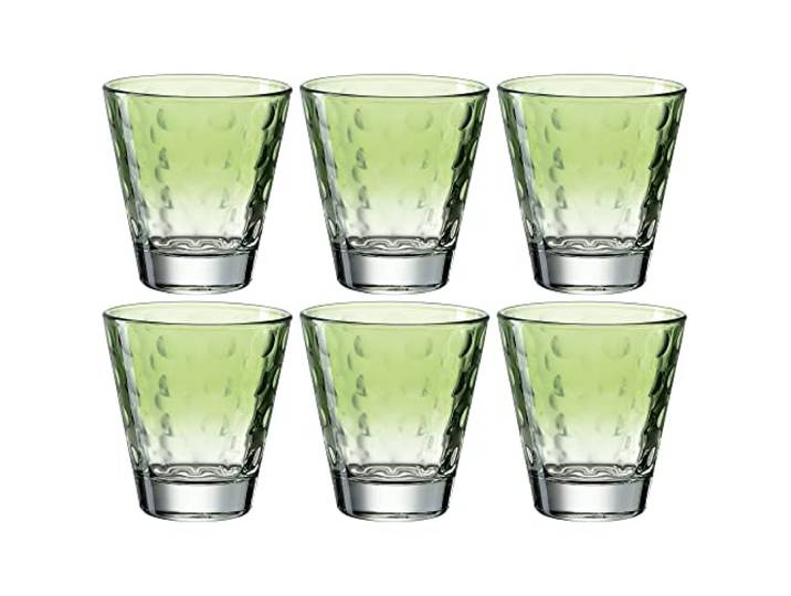 Leonardo Optic Trink-Gläser 6er Set, spülmaschinenfeste Wasser-Gläser, bunte Trink-Becher aus Glas, Getränke-Set, grün, 215 ml, 025898