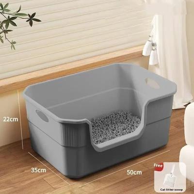Uplifted Finds Extra Large Semi Enclosed Open Cat Litter Box black 42 Cm