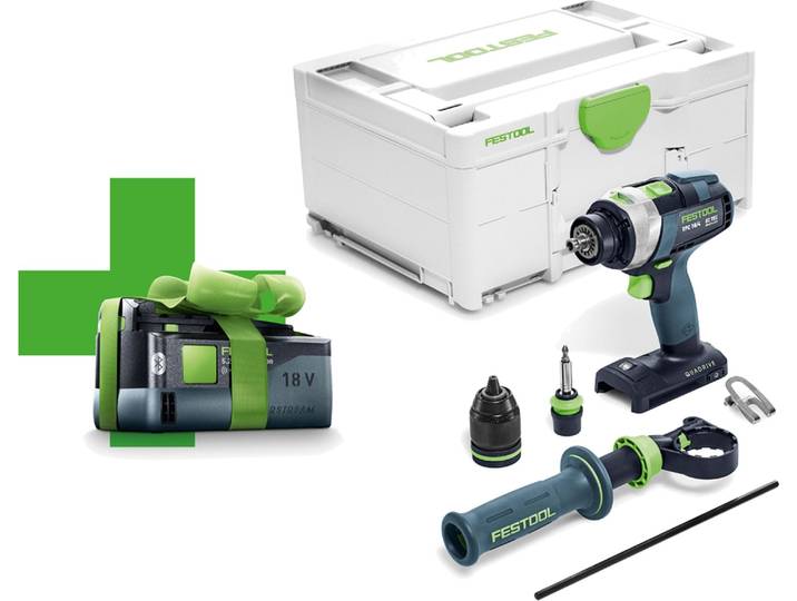 Festool Perceuse-visseuse à percussion sans fil TPC 18/4 I-Basic-5 QUADRIVE (action batterie e)