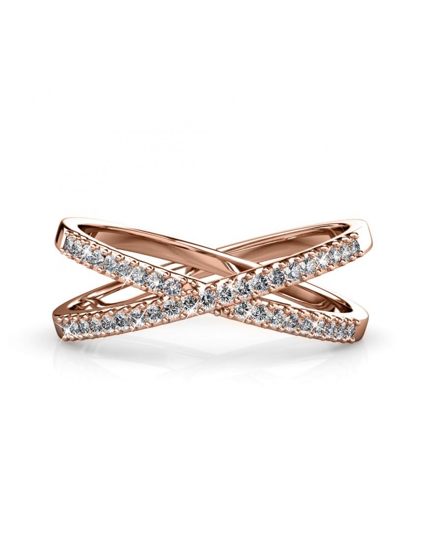 X Ring - Rose Gold und Kristall