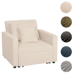 Schlafsessel HWC-L90, Klappsessel Gästebett Relaxsessel, Liegefläche 200x100cm Stoff/Textil Cord ~ creme-weiß