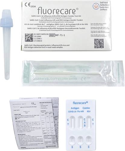 Fluorecare Corona-Laientest, Selbsttest für Zuhause CBTL-00215-1/K SARS-CoV-2, Influenza A/B & RSV Combo-Schnelltest 1 St