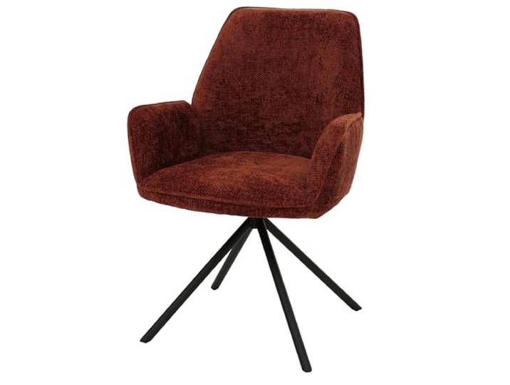 Mendler Esszimmerstuhl HWC-G67 - rot Küchenstuhl, Stuhl, mit Armlehne, drehbar Auto-Position, Chenille