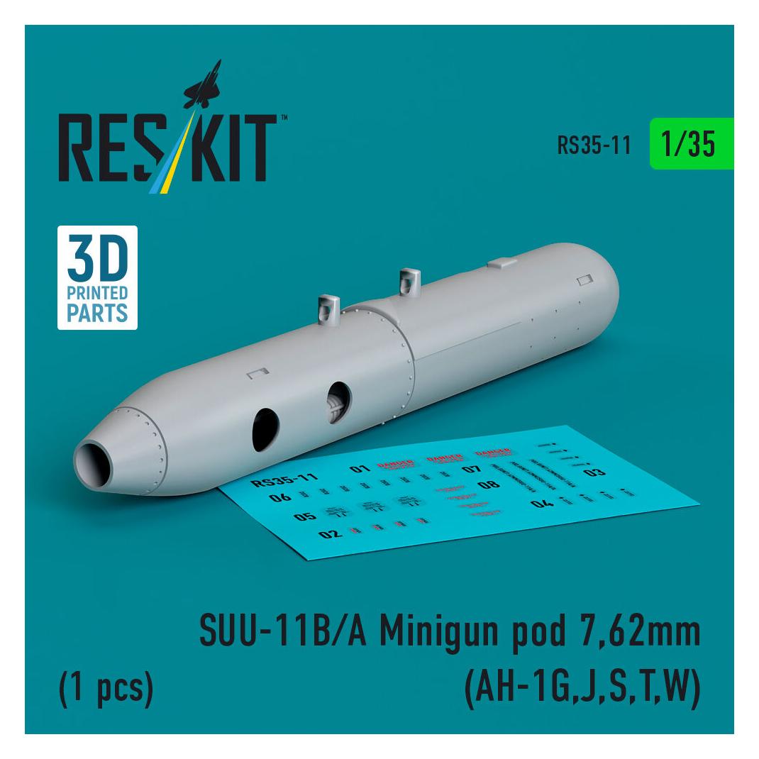 ResKit SUU-11B/A Minigun pod 7,62mm (1 pcs) (AH-1G,J,S,T,W) (3D printed) (RS35-0011)