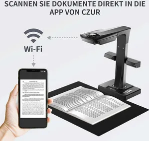 CZUR ET16 Plus SUPER-SCHNELL 1.5 SEC/PAGE Dokumentenscanner Buchscanner Professionelle Dokumentenkamera mit 16MP, Auto-Flatten Technologie OCR 180+ Sprachen Kompatibel mit Windows Mac für Family Home Office, in PDF/Word/Tiff/JEPG konvertieren