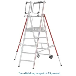 Doppelleiter Hymer ProTect Plattformleiter 8 Sprossen senkr. Höhe 2,90 m, Reichhöhe 3,86 m, Gewicht 26,2 kg