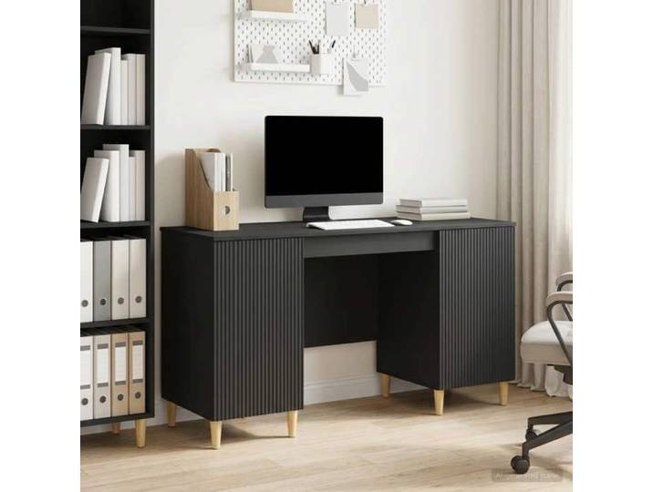 ELORAN®Bureau avec étagère - Noir - 142 5x50x75 cm - Bois d'ingénierie - Bureau à domicile Moderne_00826581