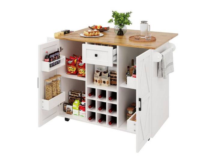 LuxusKollektion Kücheninsel Kücheninsel Küchenschrank Buffetschrank Weiß 137.5x65x95.6cm