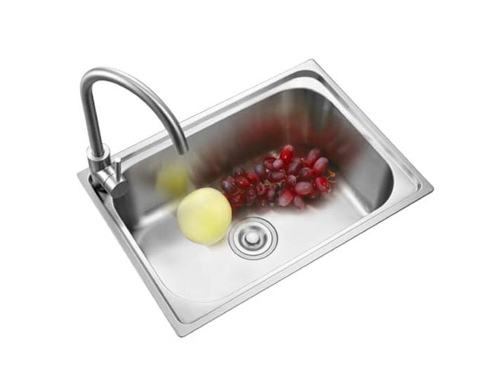 ZQFHSX Edelstahl-Küchenspüle, Haushaltsspüle mit 1 Becken, Gewerbe-Waschbecken mit integriertem Warm- und Kaltwasserhahn, leicht zu reinigen