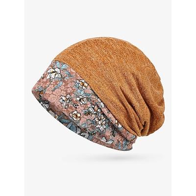 Beanie-Mütze mit Blumenmuster für Damen, weiche, dehnbare Slouchy-Kappe für Freizeitkleidung, Outdoor-Aktivitäten und als Kopfbedeckung bei Chemotherapie
