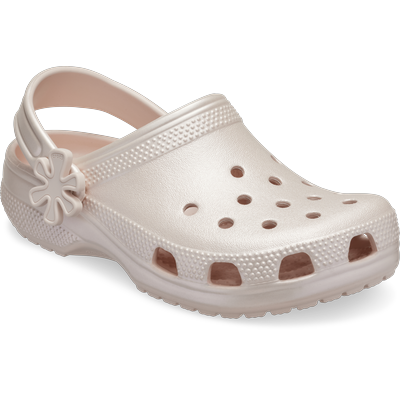 Clog CROCS "Classic Pearl Shine Clog", Mädchen, Gr. 22, Croslite™, beige (quartz), glänzend, Schuhe Clog, Sommerschuh, Strandschuh, Sandale, Hausschuh in glänzender Optik