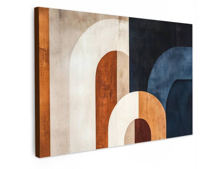 MuchoWow Leinwandbild - Abstrakt - Formen - Dunkelblau - 120x80 - Kunstdruck, Cognac, Textil, Kiefer, Rechteckig, 120x80 cm, gerahmt, Bilder & Rahmen, Bilder, Wandbilder