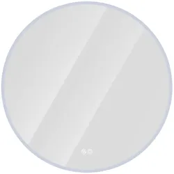 STILVORA Badspiegel rund 80x80x3 cm mit LED-Beleuchtung Silber 3 Lichtfarben dimmbar Anti-Beschlag Touchsteuerung bruchsicher Wandmontage