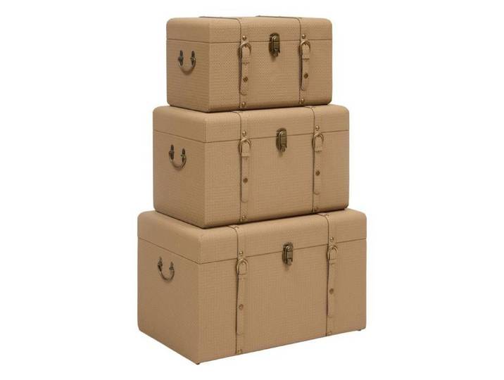 Lot de 3 malles rectangulaires Bonie beige - Atmosphera Créateur d'intérieur