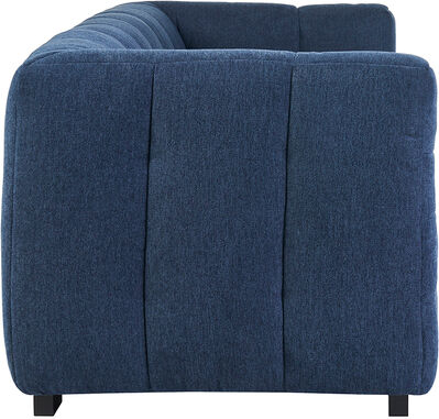 Miliboo Design-Sofa 3-Sitzer aus dunkelblauem strukturiertem Samteffektstoff CORTO