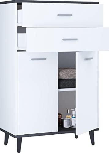 VCM Landos Badkamermeubel Wit/Antraciet B: 60 cm, H: 97 cm, D: 28 cm