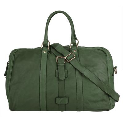 Reisetasche FORTY "FORTY Damen, Herren echt Leder, Made in Italy", Gr. B/H/T: 53cm x 30cm x 20cm onesize, grün, Leder, leicht glänzend, unifarben, Taschen Reisetasche, echt Leder, Made in Italy