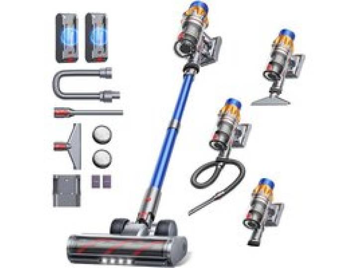 Aspirateur Balai Sans Fil 50Kpa/600W 2 Batteries 130Min Tuyau Extensible Mode Auto Pour Sols Tapis Animaux Et Voiture