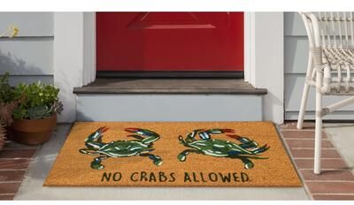 "Lush Decor Natura No Crabs Allowed Outdoor Mat Natural 18""X30"""