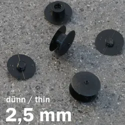 100 Druckösen aus Kunststoff, dünne Ausführung, 2,5 mm Füllhöhe, schwarz, Polyamid