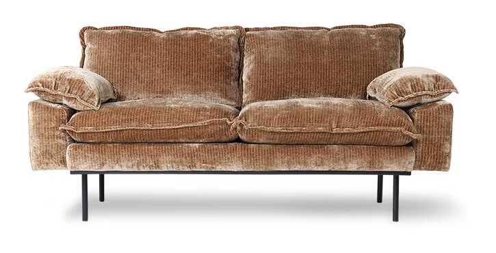 HKliving 2-zits Bank Retro Corduroy Velvet - Aged Gold - Breedte: 175 cm