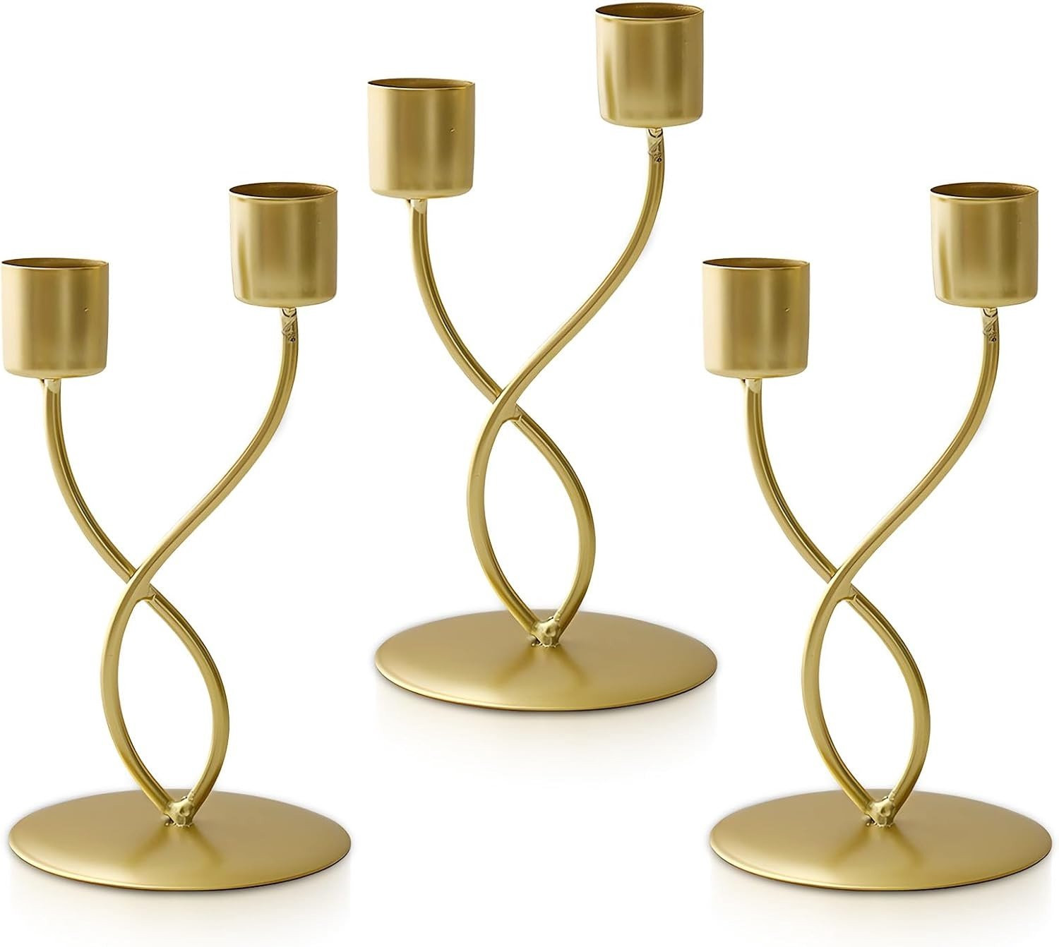 Set van 3 elegante gouden kaarsenhouders van ijzer voor sfeervolle woningdecoratie