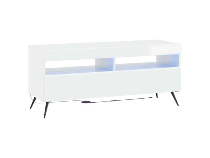 TV-Schrank mit LED, weiß, glänzend, aus technischem Holz, modernes Design Holztechnik, weiß glänzend, flexible LED-Leuchten, 90° umkehrbare Türen, schlankes Design, großer Raum, langlebig