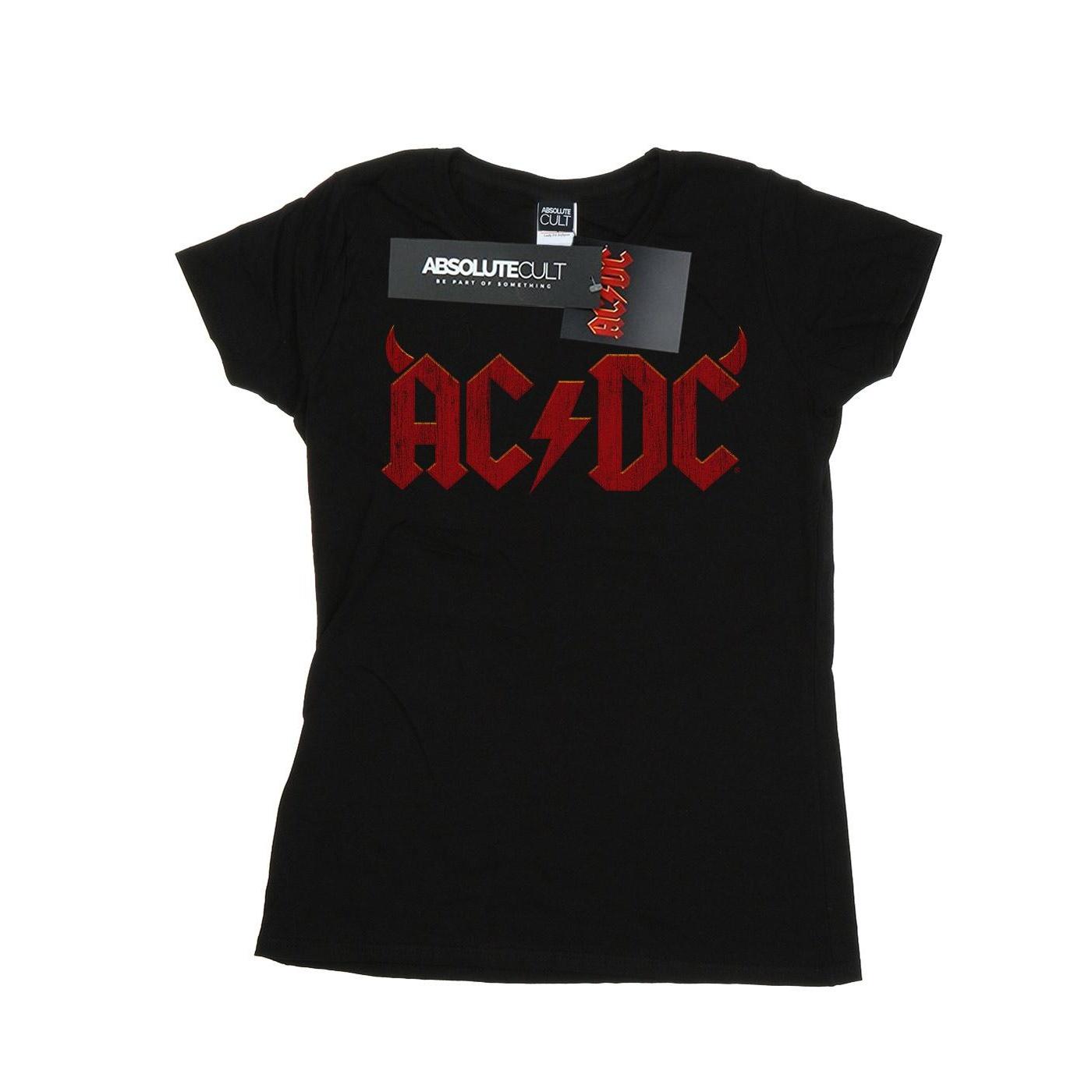 AC/DC Dames/Dames Horns Logo Katoenen T-Shirt (Zwart)
