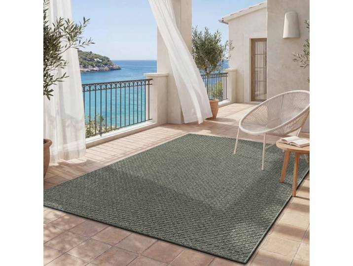 the carpet Maldives - Tapis d'extérieur résistant au design boho et vintage résistant aux intempéries et facile Vert 160 x 230 cm