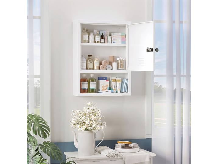 HOMCOM Armoire Pharmacie Murale 3 Niveaux Serrure Code Blanc
