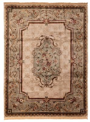 ECARPETGALLERY Hand-knotted Aubusson Light Grey, Taupe Wool Rug - 9'0 x 12'0