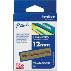 P-TOUCH EMPGG31 - laminiertes Schriftband, schwarz auf gold geometrisch, 12mm