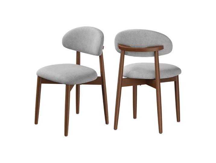 Chaises de Salle à Manger WOLTU - Lot de 2 - Chaises élégantes Chenille - Pieds Bois massif - Gris