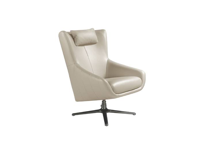 Drehbarer Echtleder Design Sessel „Olivier“ Beige Angel Cerdá